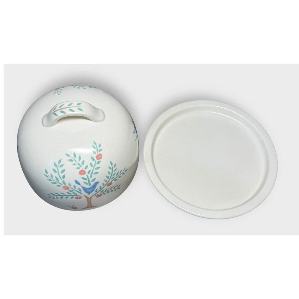 Vintage‎ Ceramic Butter Dish Cheese Dome Tree of Life Bird Farmhouse Decor